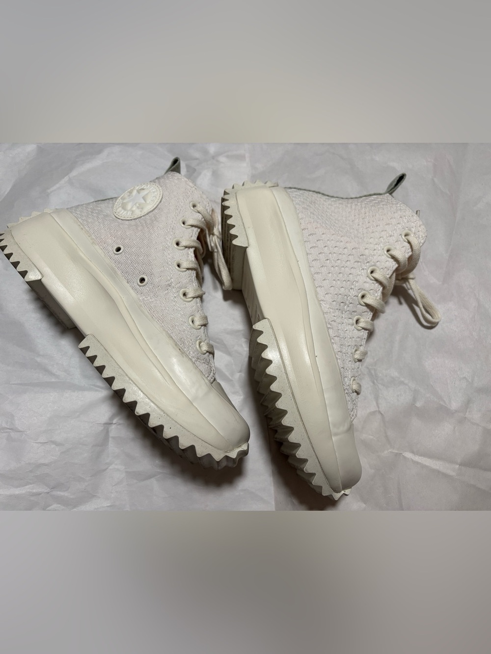 Converse Platform Knit High-Top Sneakers in Cream